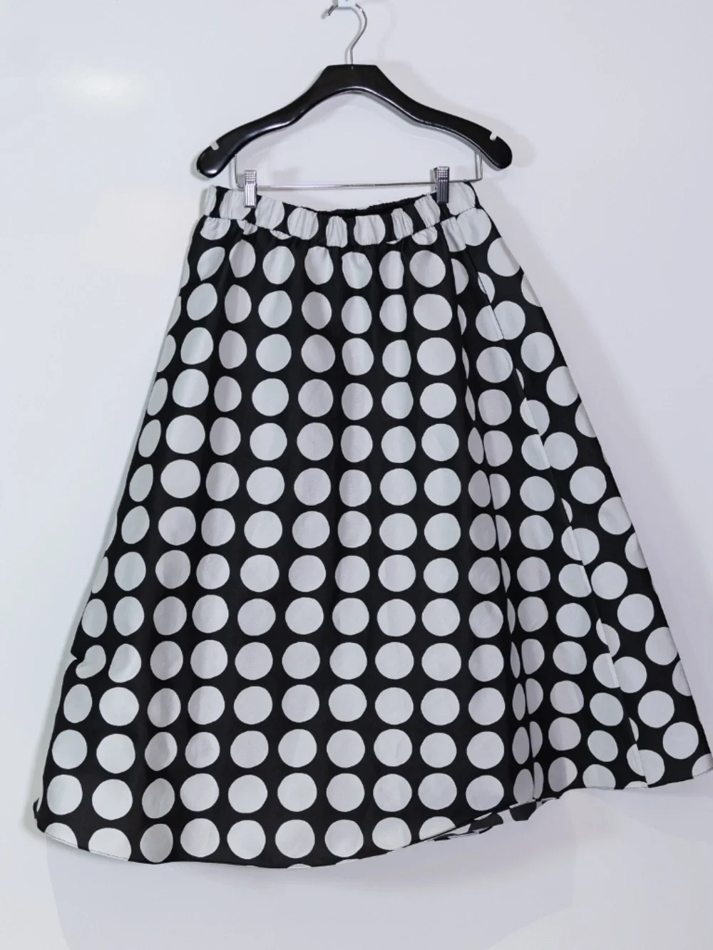 Kate Spade Art Dots Jacquard Black White Polka Dot Print Midi A Line Skirt Large